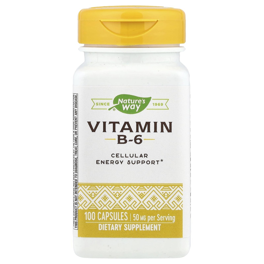 Nature's Way Supplément vitamine B-6, soutien énergétique cellulaire*, 50mg par portion, 100 capsules