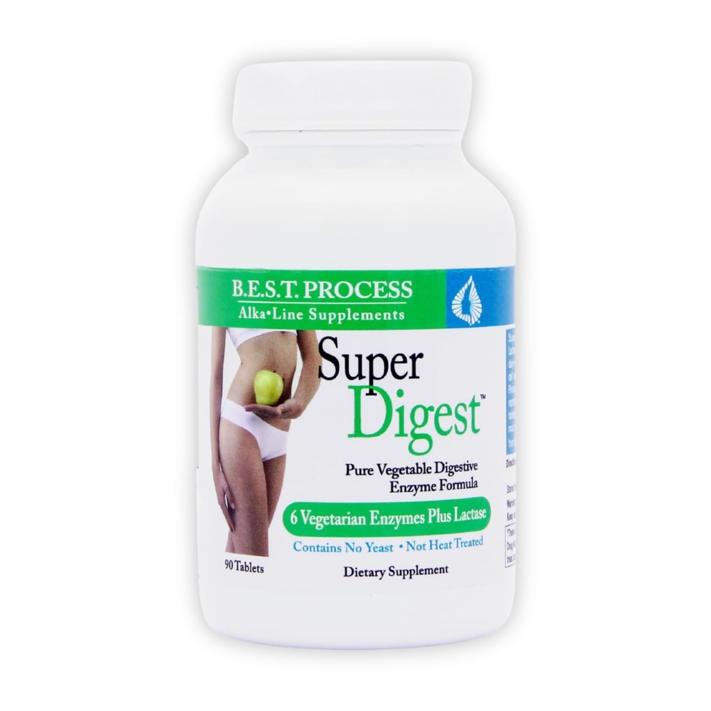 SuperDigest Best Process Alkaline — Multi-Enzyme Digestive Support — Enzymes digestifs avec Alfalfa, Papain & Bromelain (Végétarien Friendly)