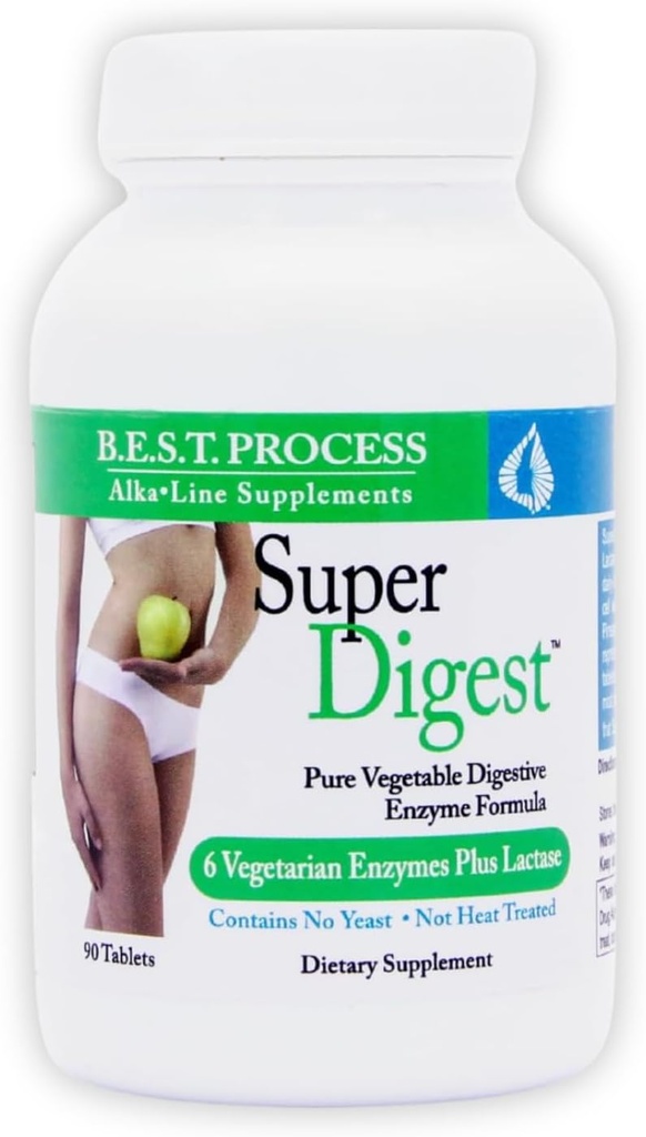 SuperDigest Best Process Alkaline — Multi-Enzyme Digestive Support — Enzymes digestifs avec Alfalfa, Papain & Bromelain (Végétarien Friendly)