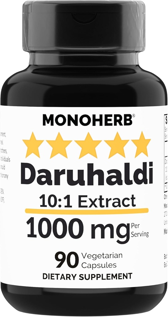 MONOHERB Daruhaldi Extract 1000 mg - 90 Capsules - Indian Berberry - Berberis Aristata - Daru Haldi