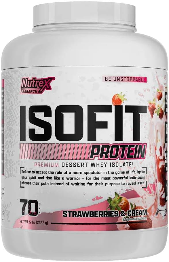Recherche sur les nutriments IsoFit Whey Protéines Poudre Instantanée 100% Whey Protéines Isolée (70 portions, fraises et crème)