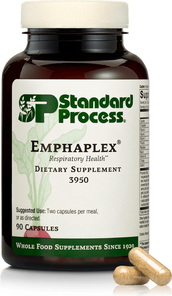 Standard Process Emphaplex - Respiratory System Supplement for Antioxidant Support - for Cellular Energy Support & Nervous System Health - 90 Capsules (45 Servings)