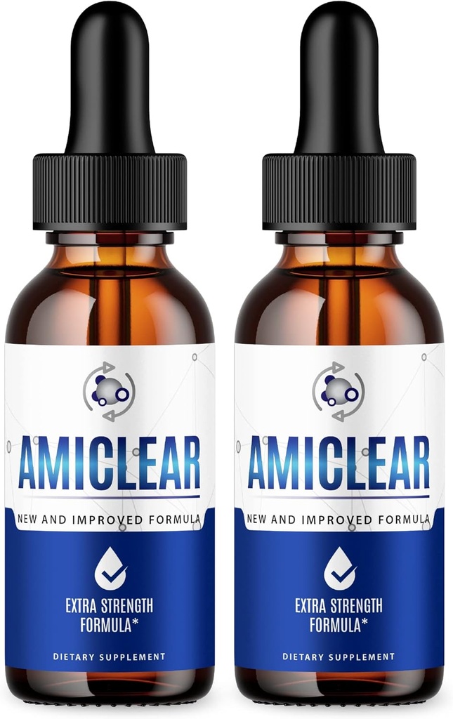 (2 Pack) Amiclear Drops - Formule officielle - Amiclear Healthy Support Supplement Ami Clear Advanced Drops, Amiclear Alternative to Pills Supplement Drops Ami Clear Drops Nouvelle Formule 2023 (2 Bouteilles)