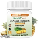 Carbonyle de fer à croquer 65 mg avec la vitamine C 180 mg (pour les femmes/hommes) - Comprimé dans l'arôme d'ananas 60 Nombre (1)