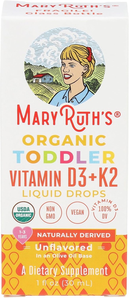 MaryRuth Organics Vitamine D3: Vitamine K2: Vitamine D3 K2 gouttes K2: Vitamine Liquid Supplément pour les tout-petits.