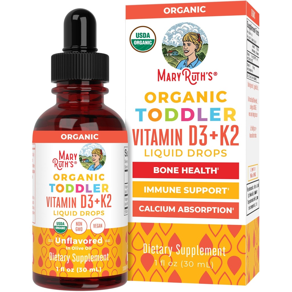 MaryRuth Organics Vitamine D3: Vitamine K2: Vitamine D3 K2 gouttes K2: Vitamine Liquid Supplément pour les tout-petits.
