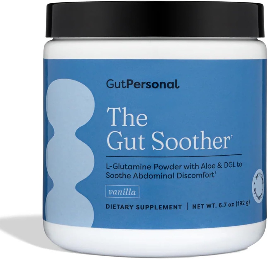 GutPersonal The Gut Soother L-Glutamine Powder Supplement: Restore Gut Lining, Soothe Digestive Discomfort While Promoting Overall Gut Health, 30 Servings (Vanilla)