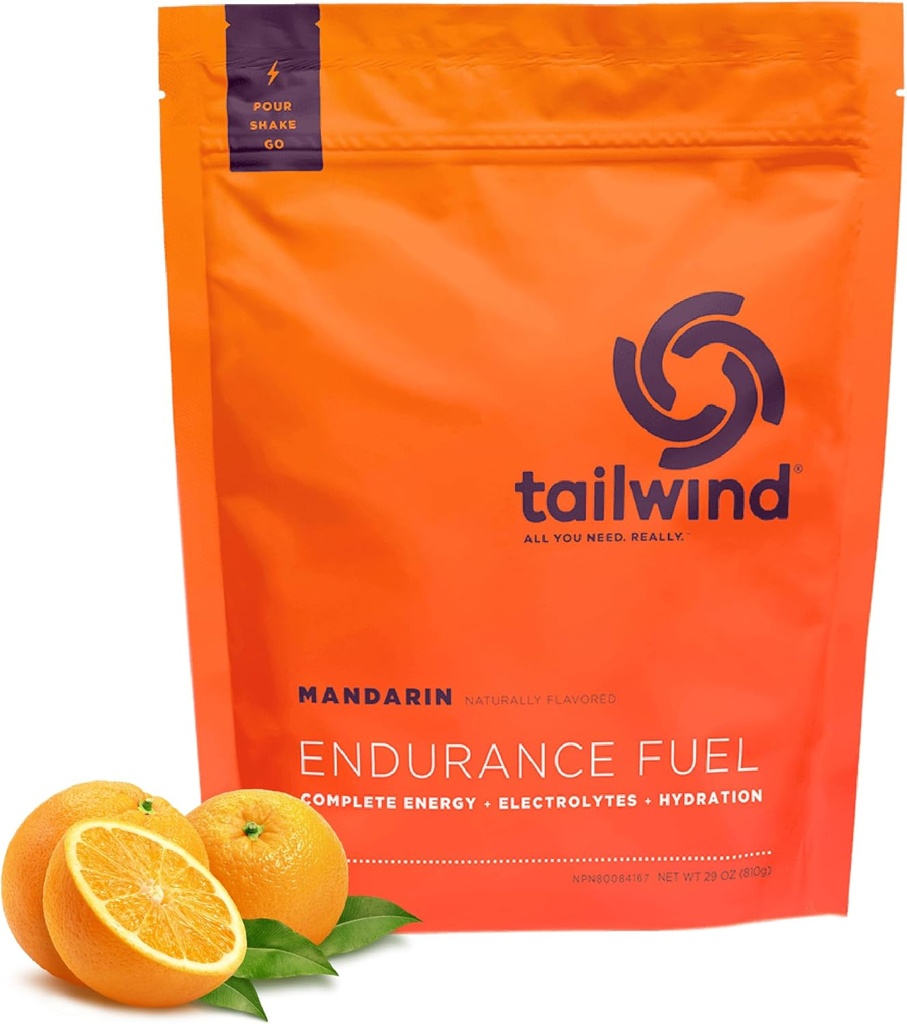 Tailwind Nutrition Endurance Carburant, glucides et électrolytes boissons sportives Mélange de poudre, sans gluten, végétalien, orange mandarin, 30 portions