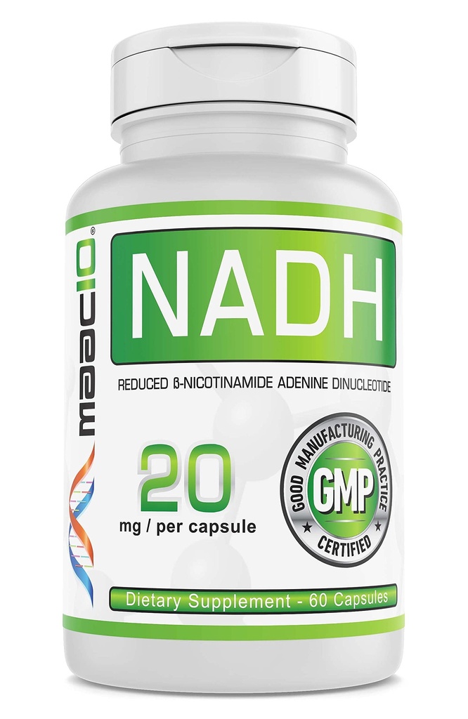 MAAC10 Supplément NADH 20mg Chaque 60 Capsules pour l'énergie, la fatigue, la concentration mentale et NAD+ Soutien à la longévité
