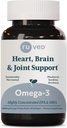 oméga-3 ruvé - Omega 3 huile de poisson, 1000mg par capsule, supplément d'huile de poisson EPA & DHA pour les femmes et les hommes, coeur, cerveau et soutien articulaire - 60 capsules de softgel (1 comte)