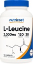 Nutricost L-Leucine 2000mg, 120 Capsules végétariennes, non OGM, sans gluten, 30 portions