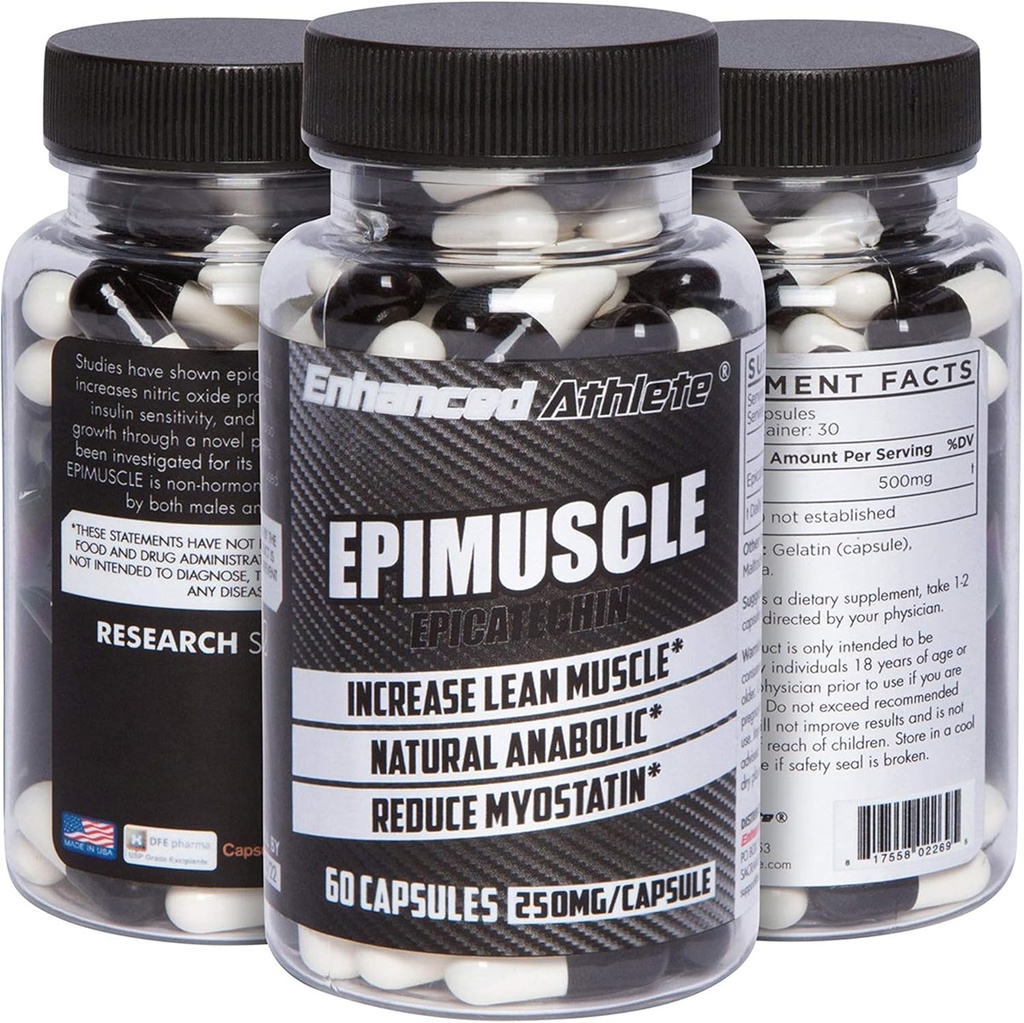 Épimuscle d'athlète amélioré - Anabolisants naturels, augmenter la masse maigre, réduire la myostatine, 250mg Épicatéchine pure/ 60 capsules