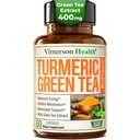 Supplément curcumine curcumine avec extrait de thé vert (ECGC) et vitamine C pour équilibre articulaire santé, énergie et inflammation - Curcumine tumère biologique avec poivre noir - sans gluten, sans OGM - 60 capsules