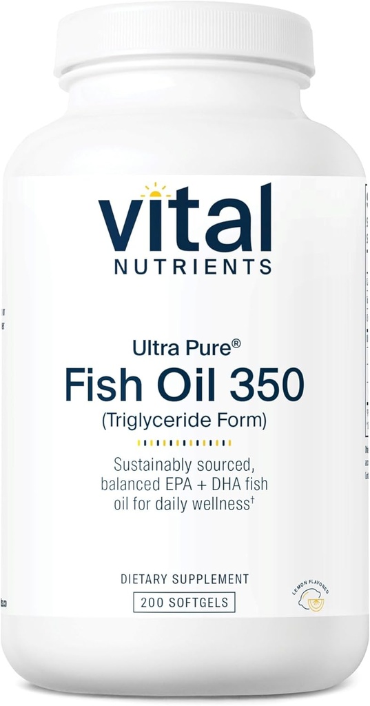Nutriments vitaux Ultra Pure® Huile de poisson 350' Soutient la santé du coeur, du cerveau et de l'immuno* EPA et DHA Omega-3 Acid Fatty.