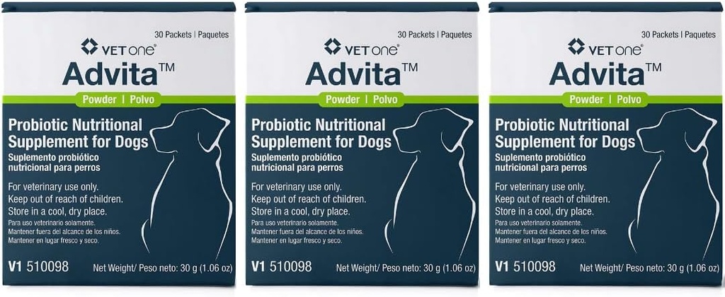 Vet One Advita Probiotic complément nutritionnel pour chiens (3 boîtes, 90 paquets)