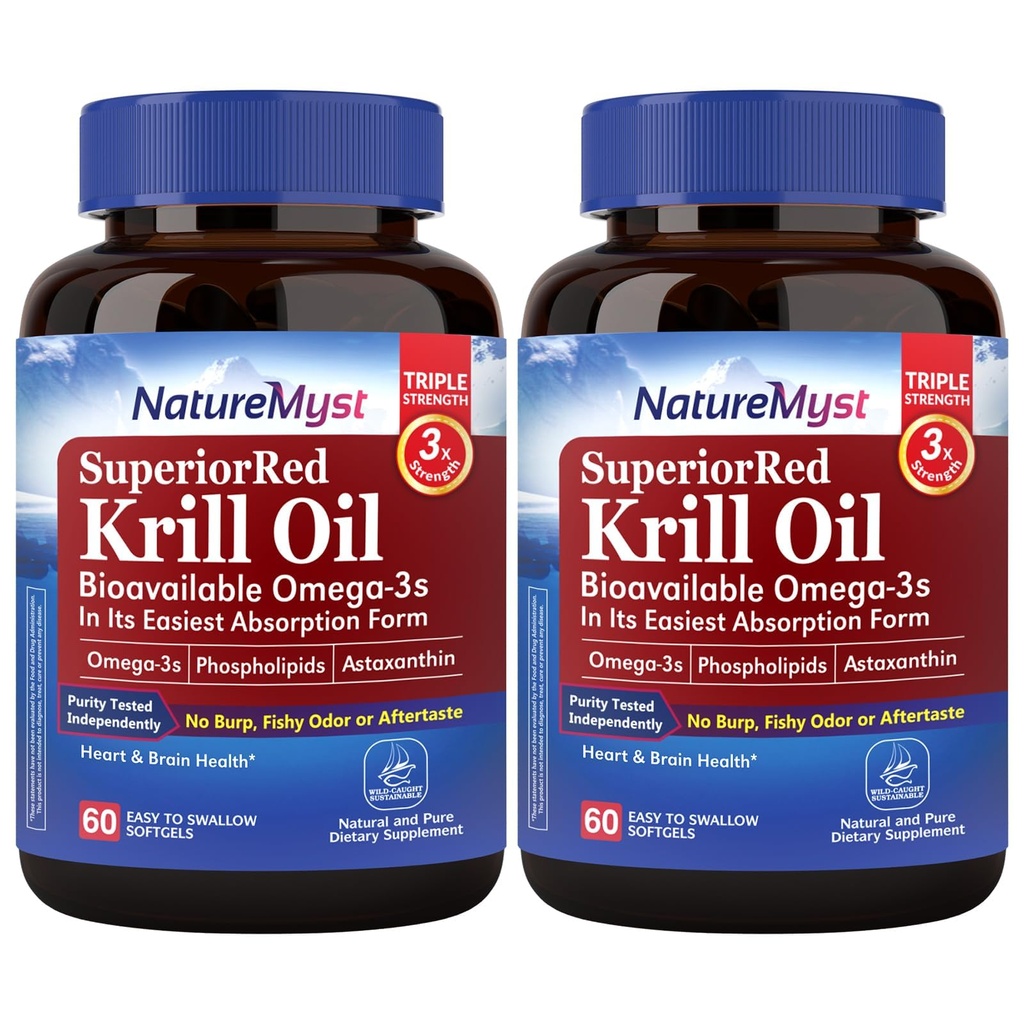Huile de krill antarctique 1000 mg de softgels, Huile de krill Oméga-3s, EPA, DHA, Astaxanthin & Phospholipides, Santé cardiaque, 120 softgels, Non-OGM, Pas de gluten, Fabriqué aux États-Unis
