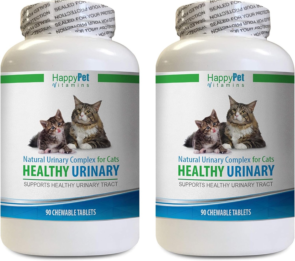 Suppléments d'incontinence pour chats - CAT Complexe urinaire sain - Solution UTI - Formule naturelle - poudre de canneberge pour chats - 2 bouteilles (180 comprimés)
