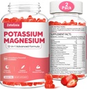 2 Pack supplément de magnésium potassique Gommies pour adultes Enfants, Magnésium Glycinate et Citrate de potassium, Plus Multivitamine, Oméga-3 et poivre noir, Crampes des jambes, Santé musculaire et cardiaque, 120 Compte