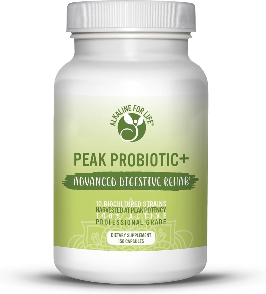 Peak Probiotic+ 7,5 Million Peak Harvested Probiotics 10 souches actives pour Gut Health Acidophilus Probiotics pour la santé digestive probiotiques pour les femmes, probiotiques pour les hommes