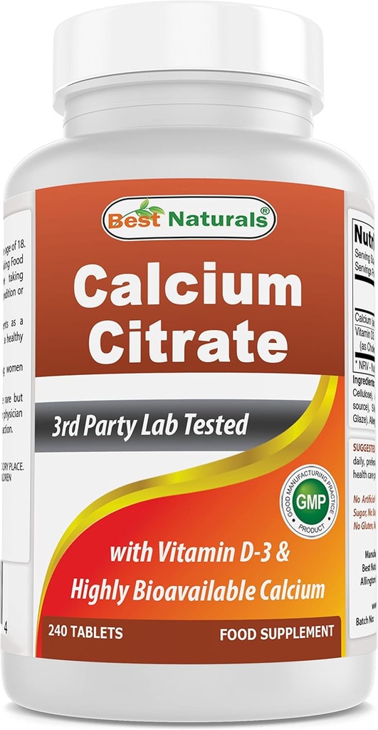 Meilleur citrate de calcium naturel avec vitamine D-3 240 comprimés (240 Nombre (paquet de 1))