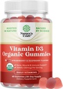 Vitamine biologique D3 Gummies pour les femmes et les hommes - Vitamine D Gummies 2000IU par portion pour la santé des os, les muscles et le soutien immunitaire - Supplément non-OGM pour les adultes - Sans gélatine et sans gluten - 60 Gums