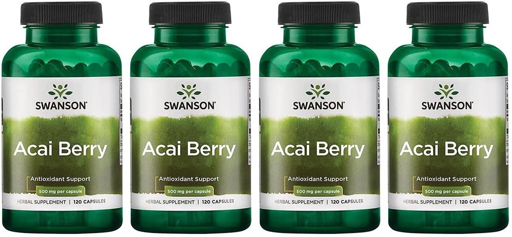 Swanson Acai Berry Antioxydant Soutien 500 Milligrammes 120 Capsules (4 Pack)