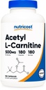 Nutricost Acétyl L-Carnitine (ALCAR) 500mg, 180 capsules, 180 portions - Sans OGM et sans gluten, 1 gélule par portion