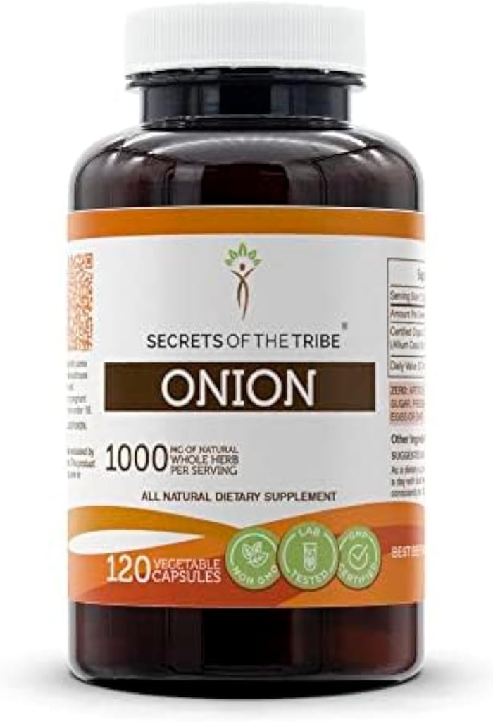 Secrets de l'oignon de tribu 120 Capsules, 1000 mg, oignon (Allium Cepa) Bulbe séchée (120 Capsules)