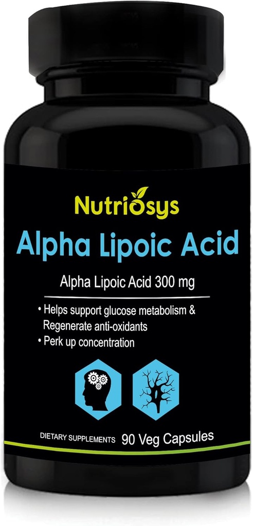 Supplément ALA – Acide alpha lipoïque 300mg.90 Capsules de légumes Soutien aux antioxydants organiques Acide alpha lipoïque Acido Alfa Lipoico.