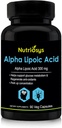 Supplément ALA – Acide alpha lipoïque 300mg.90 Capsules de légumes Soutien aux antioxydants organiques Acide alpha lipoïque Acido Alfa Lipoico.