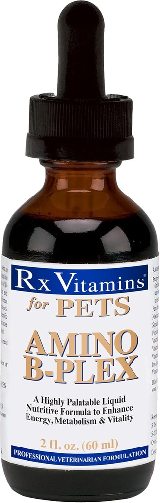 Rx Vitamines Amino B Plex pour les animaux de compagnie - B Complexe Vitamine Plus Acides Amino pour chiens et chats - Suppléments Vitamine pour chiens et chats - 2 oz.
