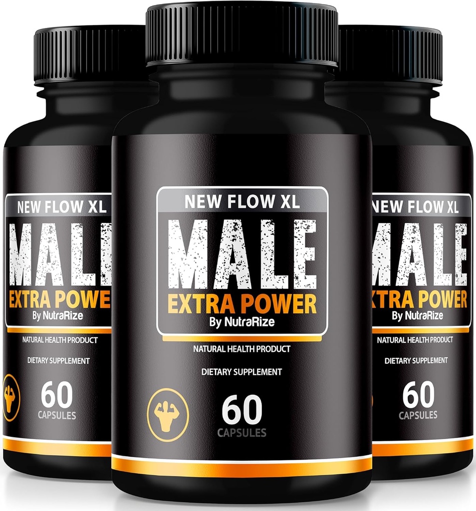 (3 Pack) Nouveau Flow XL Capsules pour Homme, NewFlow XL pilules pour Homme, toute la formule naturelle pour la masse musculaire et la performance maximale, avis officiels NewFlowXL (180 capsules)