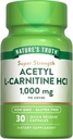 La vérité de la nature Acétyl L-Carnitine 1000mg.30 Capsules Super Strength. Supplément