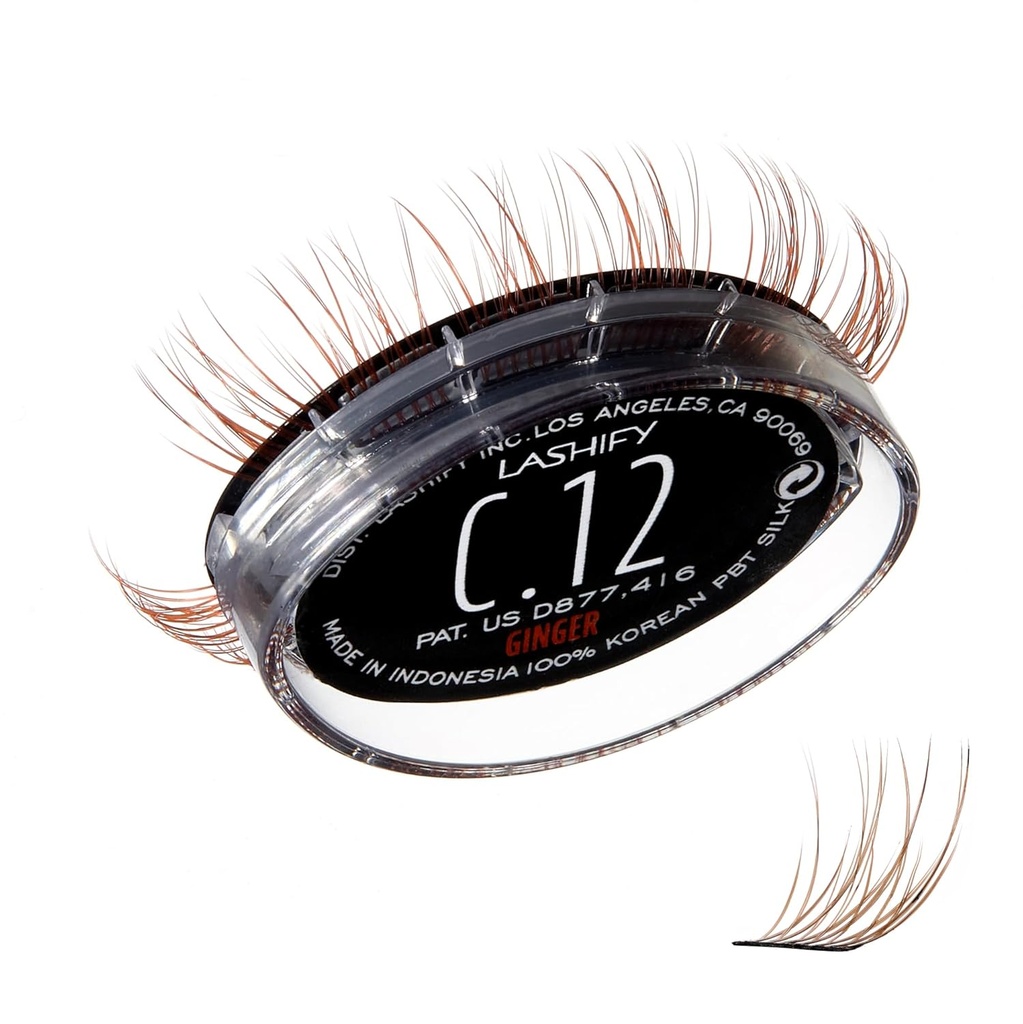 Lashify Curl 12mm Gossamer Extensions des cils Recharge, couleur gingembre, bricolage faux cils pour un look naturel