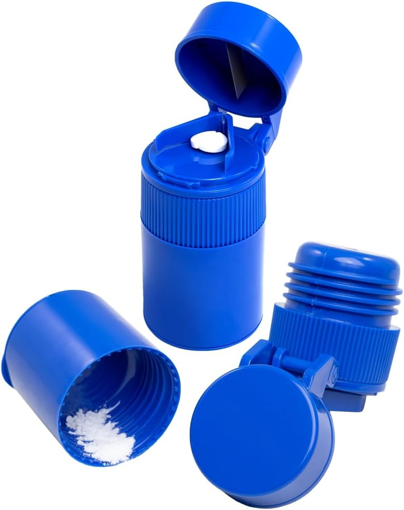 EZY DOSE 3 Compartiment Crusher, Cutter et Grinder, utilisation quotidienne, pilules coupées en toute sécurité, vitamines, comprimés, coupe précise et facile, lame en acier inoxydable, coupe amovible, bleu, sans BPA