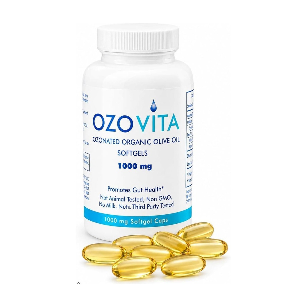 Haute puissance Ozonated Organic Extra Virgin Olive Oil Softgels 1000mg de pur Oxygénated Capsules pour le soutien immunitaire et la santé Gut.