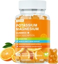 Gommies de magnésium de potassium - Haute absorption Glycinate de magnésium et Citrate de potassium Plus Coenzyme Q10, DHA, D3, Minéraux et calcium pour Zzz, Crampes de jambes et Muscle - 60 Gommies d'orange