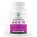 ADK10 – Supplément de vitamine ADK : Vitamines de haute puissance A, D3 (10 000 UI) et K2 MK-7 pour la santé osseuse, cardiaque et immunitaire