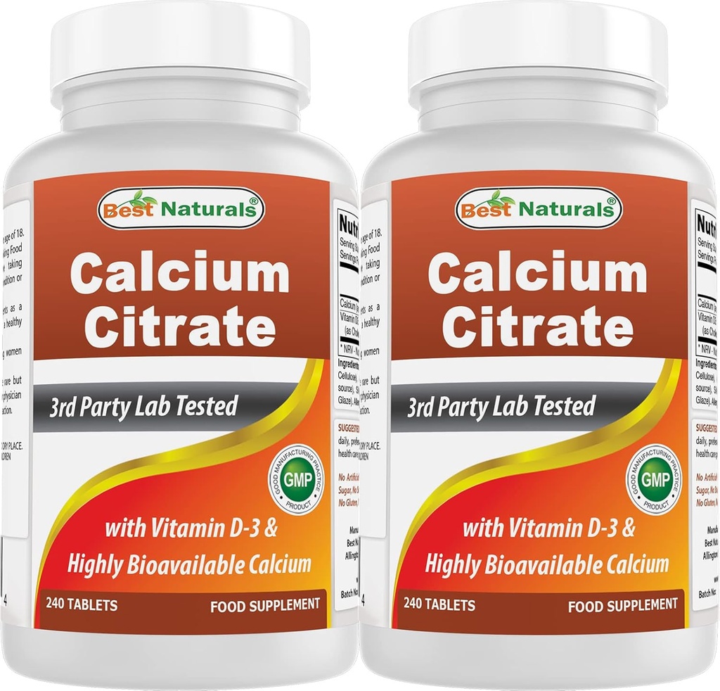 Meilleur citrate de calcium naturel avec vitamine D-3 240 Comprimés (240 Nombre (paquet de 2))