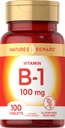 Vitamine B1 100mg (Thiamine) - 100 Nombre - Supplément végétal, sans OGM et sans gluten - par la récompense de la nature
