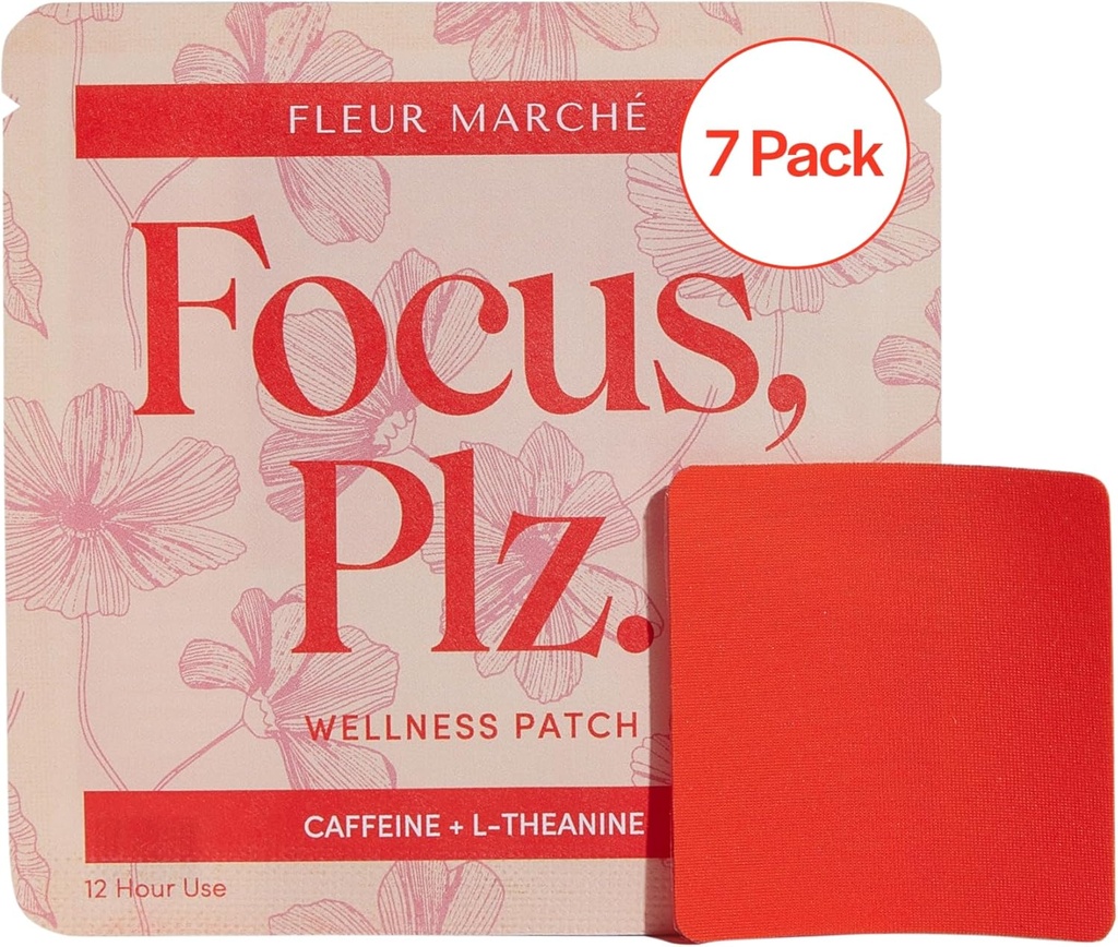 Fleur Marche Focus, Plz. Lot botanique - Brain Boosting Focus Patch avec caféine, la Mane du Lion et d'autres Nootropics puissants - hautement biodisponible Wellness - 7 Patches