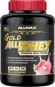 ALLMAX Nutrition - poudre de protéines d'or ALLWHEY, mélange de protéines de lactosérum pour la force et les gains musculaires, récupération après entraînement, sans gluten, 24 grammes de protéines, fraise, 5 livres