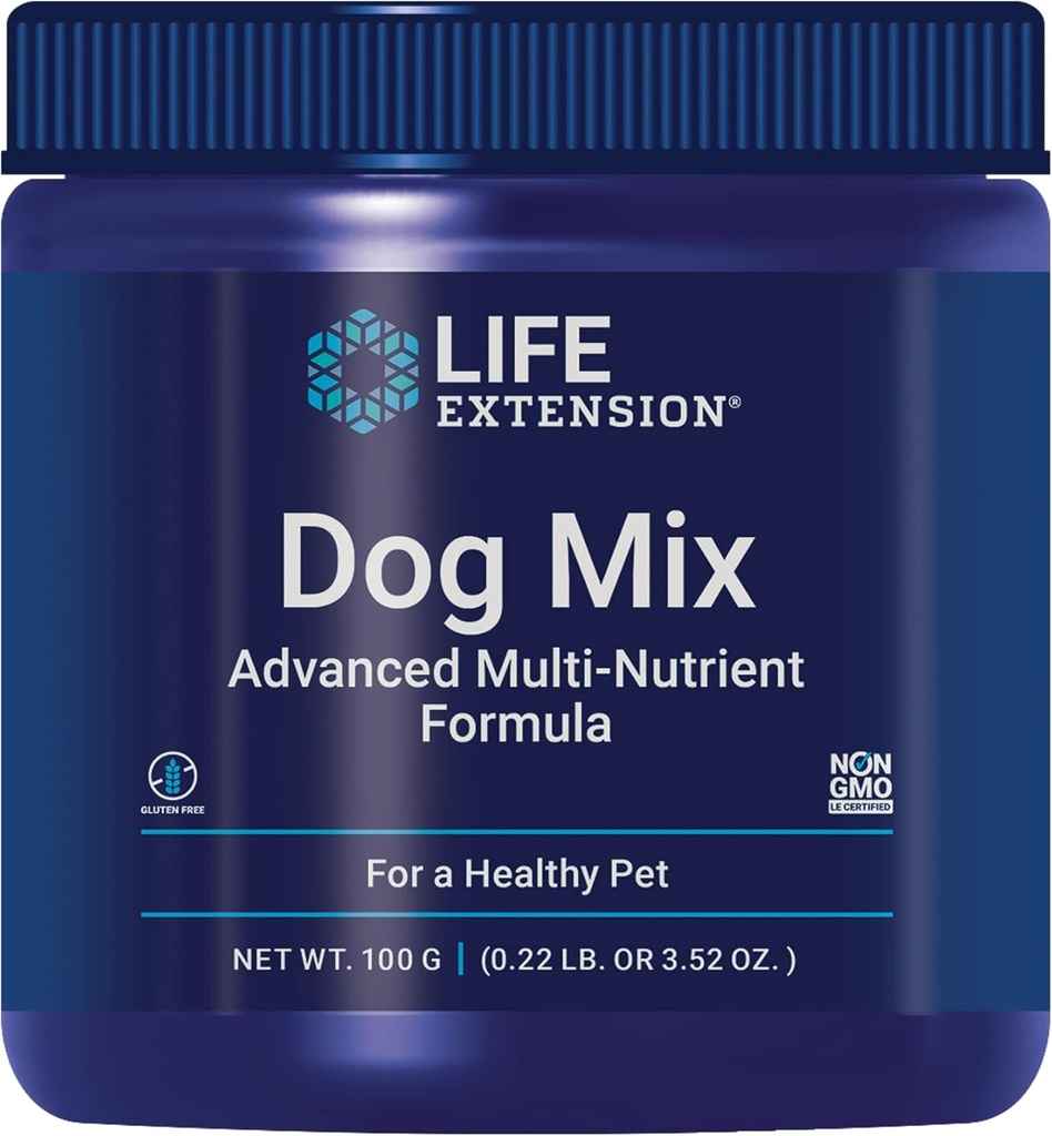 Mélange de chien de prolongation de vie, vitamines et suppléments de chien, probiotiques, L-carnitine, B12, acide folique, vitamine C, vitamine E, romarin, absorption des nutriments, sans gluten, non-OGM, 60 portions