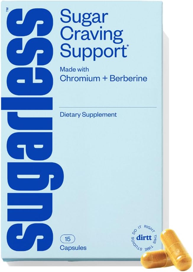 Sucre sans sucre Stop Cravings Supplément, Curbe Naturel Appétit et Sucre Suppresseur Formule Support avec/Chromium Picolinate + Supplément berbère, Non-OGM Suppression de la faim pour les femmes et les hommes (15 ct)