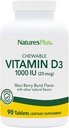NaturesPlus Vitamine D3 (1000 UI) - 90 Comprimés à croquer, Saveur Maui Berry Burst - Végétarien, Sans gluten - 90 portions