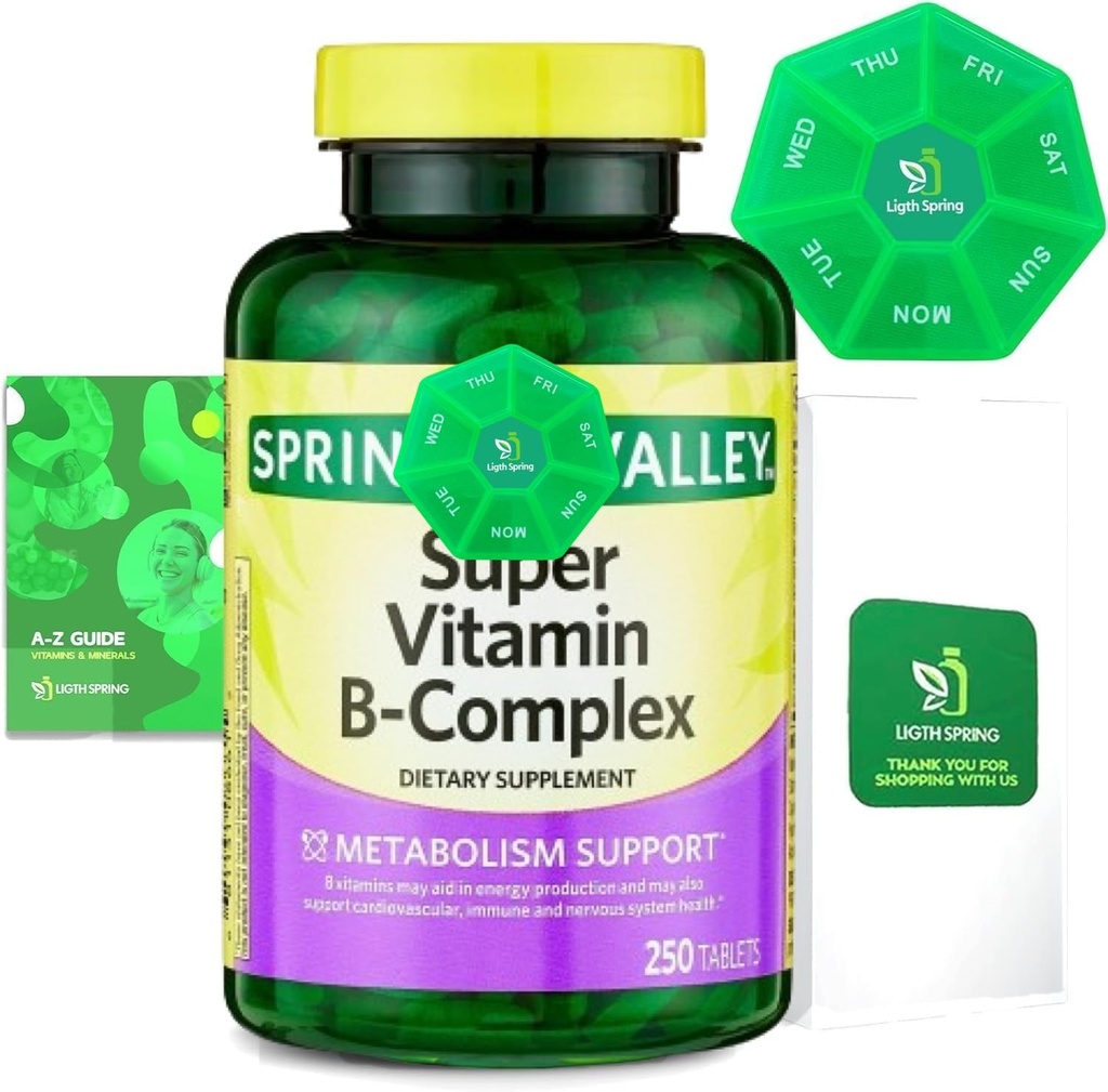 Comprimés Super Vitamine B-Complex 250 + Printemps Comprimés Super Vitamine B-Complex Dietary Complement Bundle Exclusive Better Ligth &Spring Guide