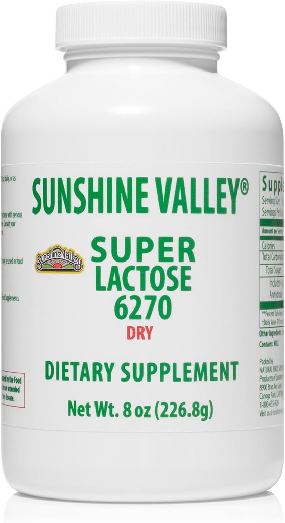 Sunshine Valley® Super Lactose Dry Powder (FREE FLOW POUR) - Natural Sweetener & Baking Enhancer, Powdered Sugar for Cooking & Food Mixtures, Food Stabilizer & Filler - 8 oz