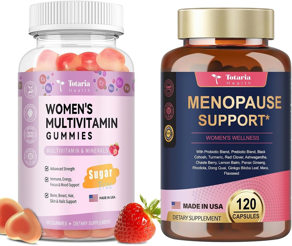 Totaria Sugar Free Multivitamin Gummies for Women & 40-in-1 Menopause Supplements for Women