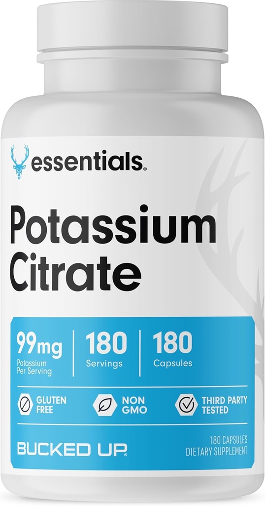Citrate de potassium enroulé 99mg par portion, Essentiels enroulés (180 portions, 180 capsules)